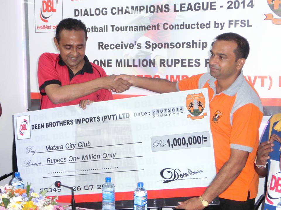 Receives sponsorship of One Million Rupees from DEEN BROTHERS IMPORTS (PVT) LTD.